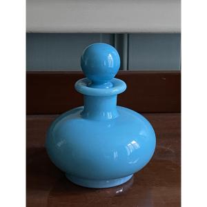 Turquoise Opaline Glass Ball On A Flat Base, 19th Century, Charles X Period, Circa 1820.