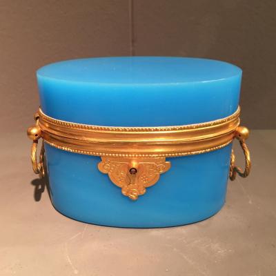 Opaline Blue Case Oval XIXth Napoleon III.