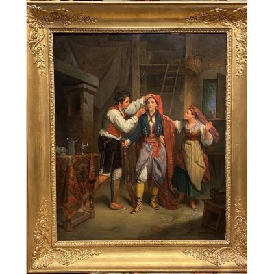 Oil On Canvas Table By Jean-augustin Franquelin 1838 XIXth Restoration Period.