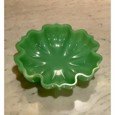 Important Baguier Cup Baccarat Or St Louis In Green Opaline XIXth Napoleon III Period.