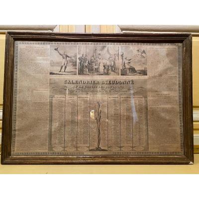 Engraving Calendar Dieudonne Or The Glory Of Bourbons Dedicated To Monsignor The Duke Of Bordeaux.