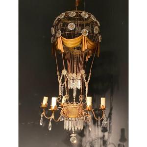 Important And Old Chandelier Montgolfière Six Lights XXth.