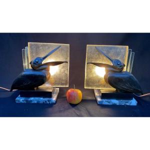 Pair Of Pelican Lamps