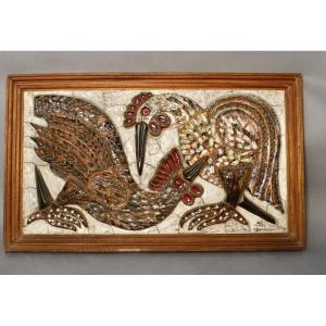 Earthenware Painting By Clovis Bertieaux 1985