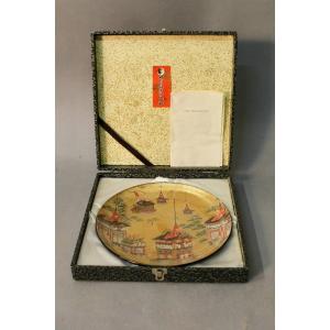 Japanese Dish In Gold Brocade