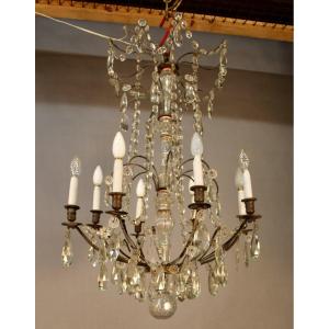 Chandelier With Pampilles With 8 Arms Of Light XIXth