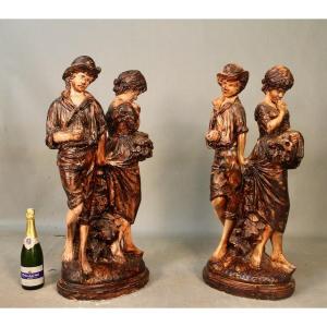 Pair Of Statues Representing A Young Couple