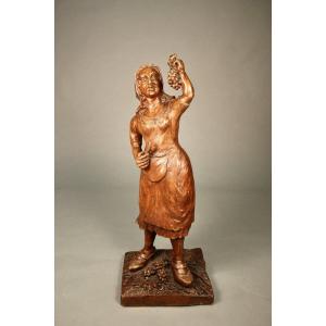 Walnut Sculpture Of A Harvester By Bonin Dijon
