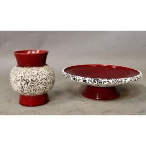 Vase And Compotier In Sèvres Paul Millet (1870-1950)