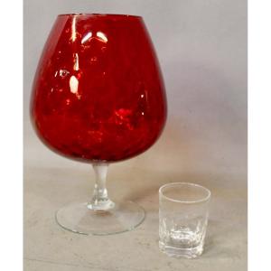 Large Chalice Vase In Empoli Red Blown Glass 