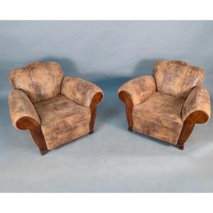 Paire De Fauteuils Club Art Deco