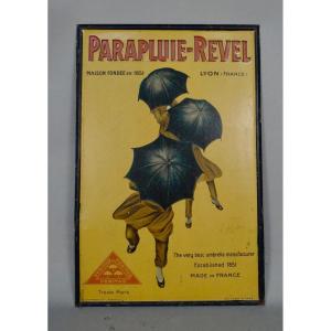 Painted Sheet Metal Plate Revel Umbrella Signed Leonetto Cappiello