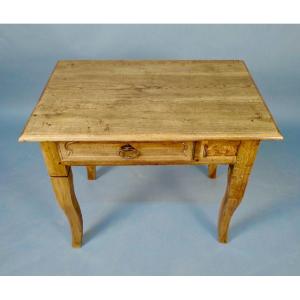 19th Century Oak Table With One Drawer
