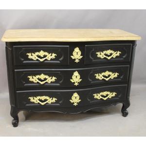 Curved Chest Of Drawers In Black Lacquered Finish