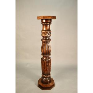 Large Decorative Column In Richly Carved Wood