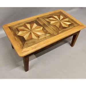 Coffee Table With Old Parquet Top 110 Cm