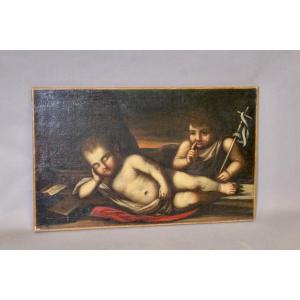 Oil On Canvas "the Cherubim" Italian School 17th Century