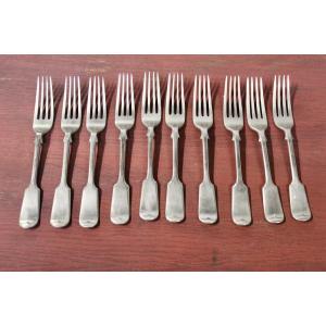 Set Of 12 Antique Nevada Silver D&a Forks