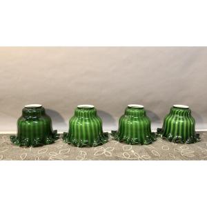 Set Of 4 Large Tulips In Opal Glass, Height 32 Cm