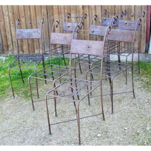 Set Of 8 Wrought Iron Garden Chairs