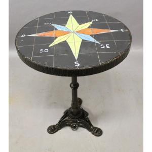 Ceramic Compass Rose Top Pedestal Table