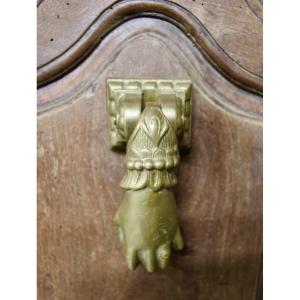 Solid Bronze Door Knocker, Hand Shape, 19th Century