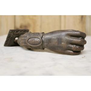 Antique Cast Iron Door Knocker In The Shape Of A 19th Century Hand 