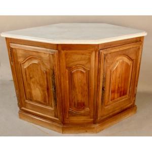 19th Century Walnut Corner Cupboard With Carrara Marble Top