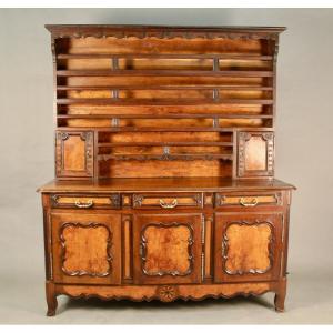 Louis XV Style China Cabinet With Ash Burl Veneer 