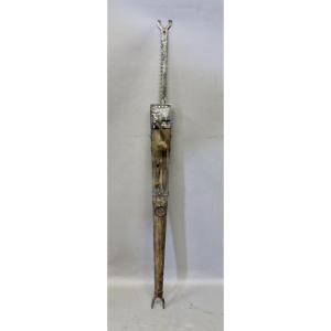 Antique 19th-century Jack, Folk Art, Wood And Wrought Iron