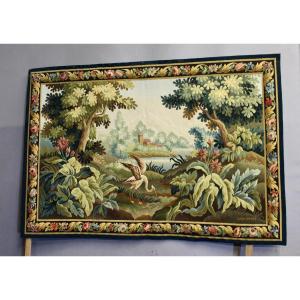 Aubusson Tapestry, 20th Century, "verdure Oiseau" (greenery With Bird)