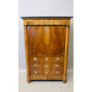 Empire Secretary Desk In Walnut With Black Marble Top