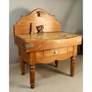 Antique Butcher's Block With One Large Drawer