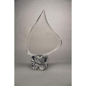 Crystal Sculpture "the Sail" By Daum France