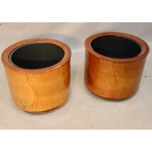 Pair Of Hobby Flower Cachepots With Interiors.