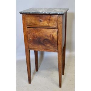 Directoire Bedside Table In Walnut With Marble Top 