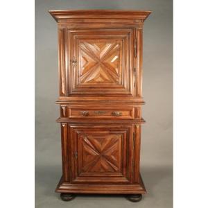 Louis XIII Style Men's Standing Wardrobe In Walnut 