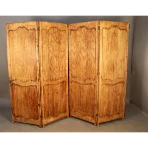 Large Double-sided, Four-panel Cherry Wood Screen