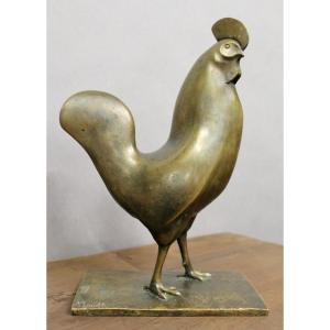 Bronze Rooster Signed And Numbered Lioult (1955)