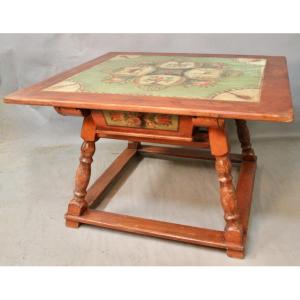 19th Century Painted Wooden Money Changer's Table 
