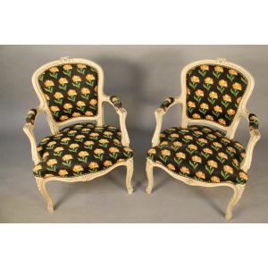 Pair Of Louis XV Style Cabriolet Armchairs