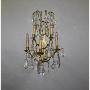 Large Bronze Wall Sconce With 5 Light Arms And Tassels