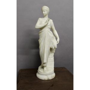 White Marble Statue Of La Glaneuse Pugi Workshops (c 1850-1915)
