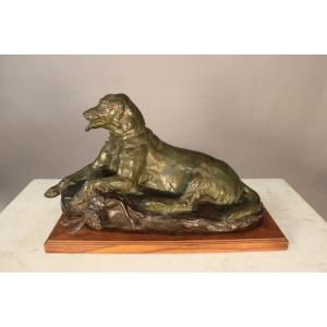 Bronze Hunting Dog By Jules Edmond Masson (1871-1932)