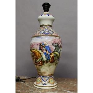 Ceramic Lamp With Oriental Decor And Signature