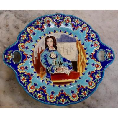 Plat à Anses En Emaux De Longwy 