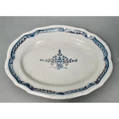 Oval Dish In Rouen Earthenware, Black Bottom XVIII