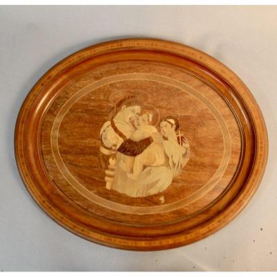 Oval Wood Inlaid Table