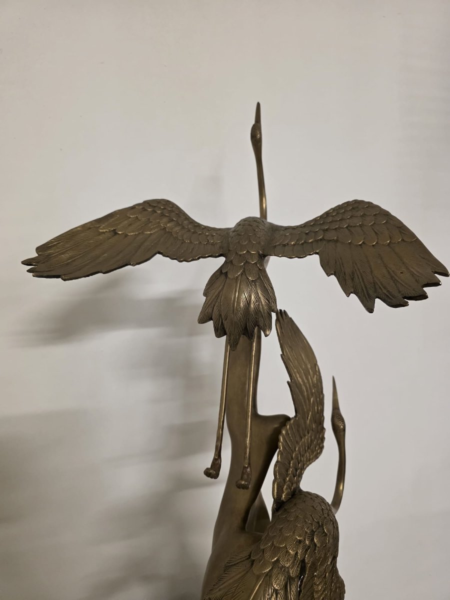 scultura in ottone, raffigurante aironi cenerini in volo, anni 40'-photo-1