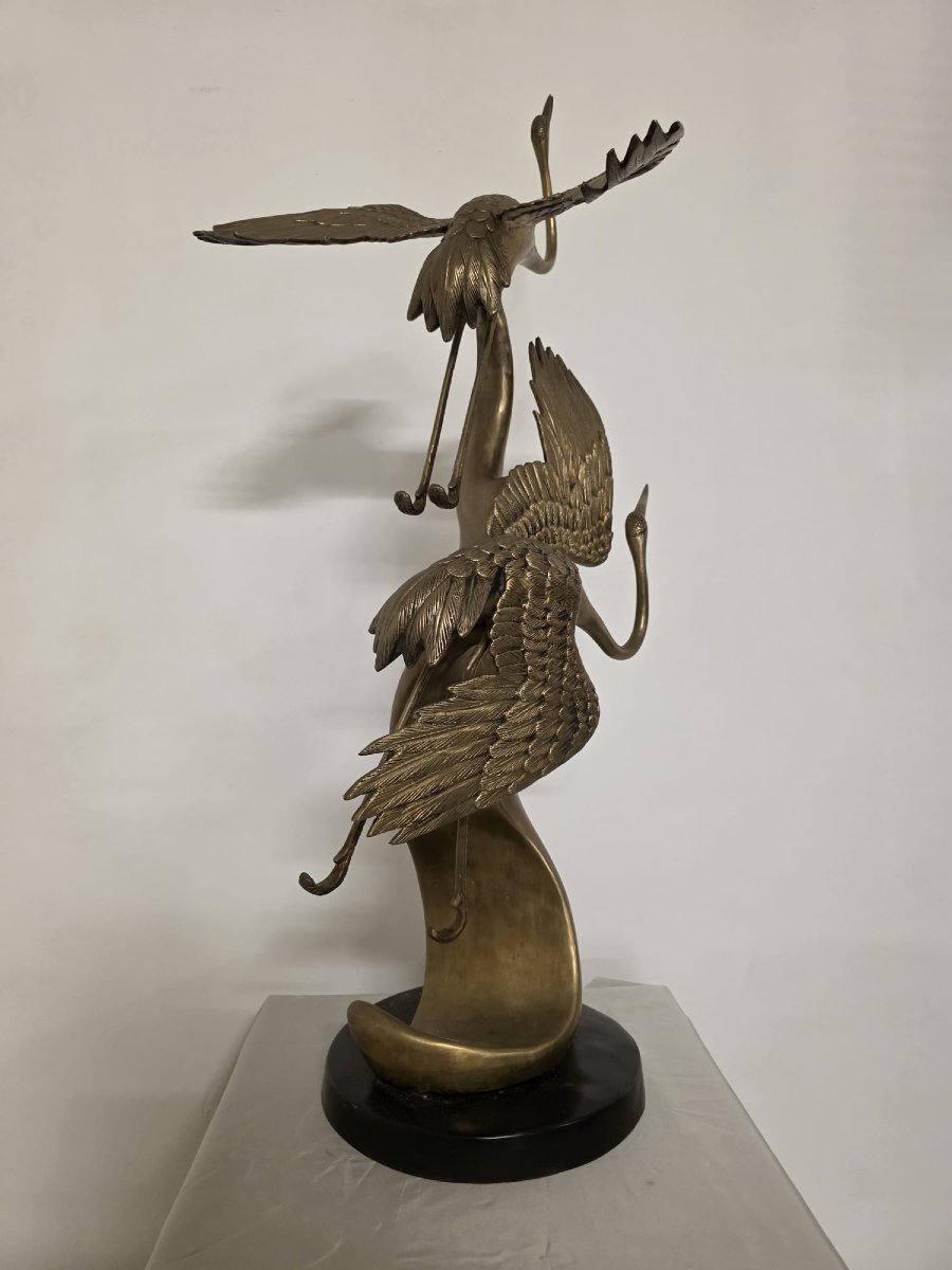 scultura in ottone, raffigurante aironi cenerini in volo, anni 40'-photo-3